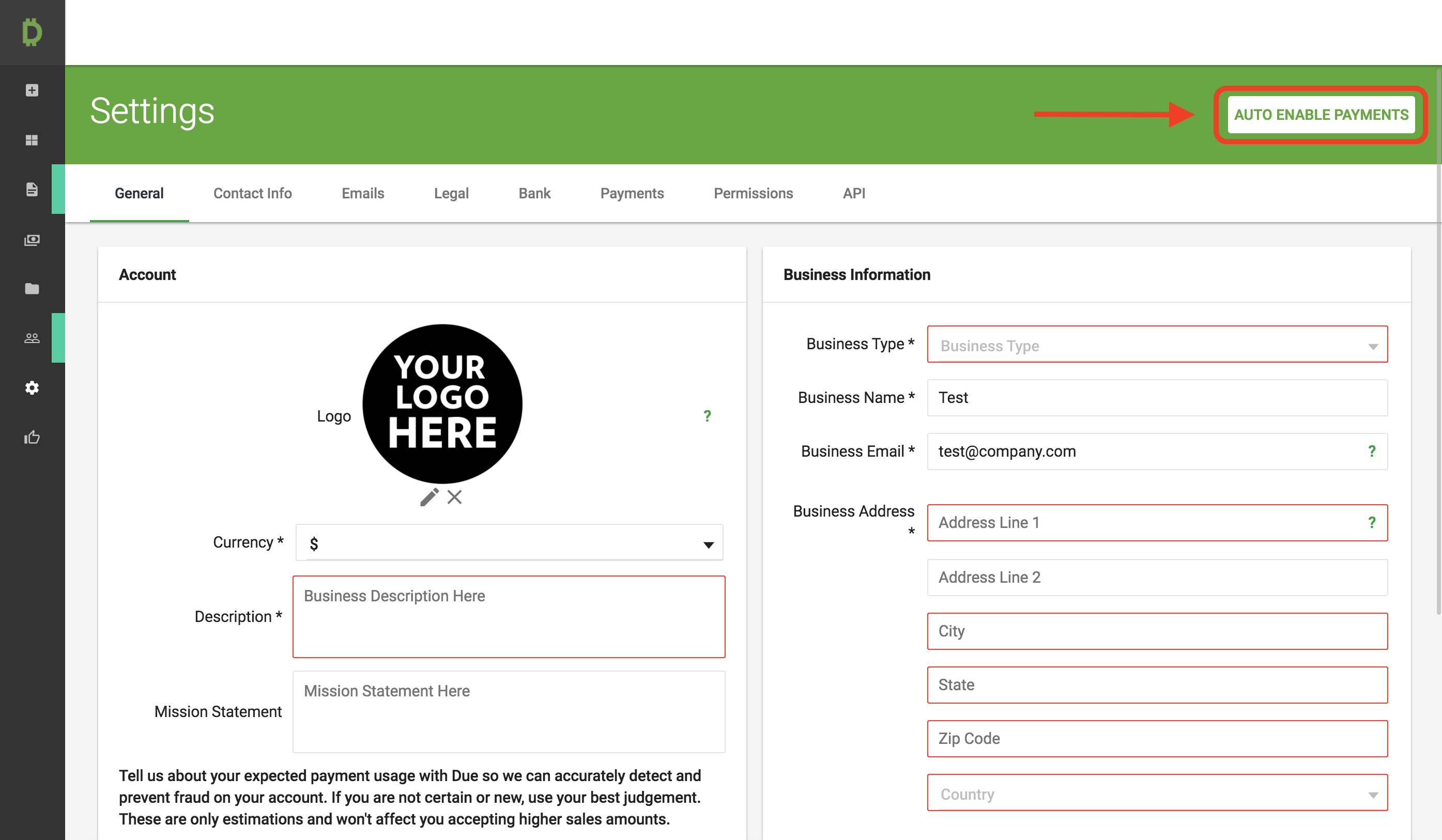 How to Setup Your Due SandBox Account for Testing Due